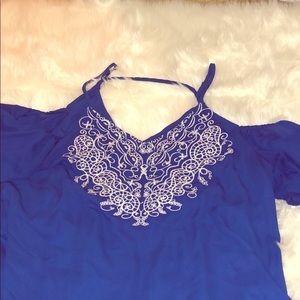 Worn Once Xhilaration Cold Shoulder Top in Blue